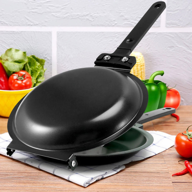 FlipMate – Compacte pannenkoekenpan met dubbele handgrepen en eenvoudig draaibaar ontwerp
