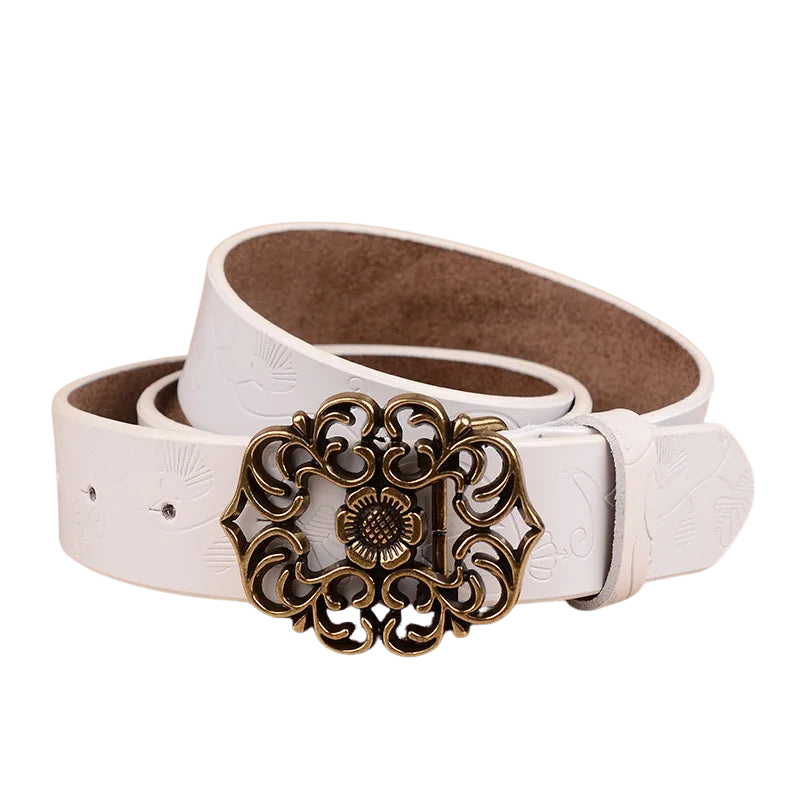 Eliana - Zonnebloemprint riem met vintage gesp