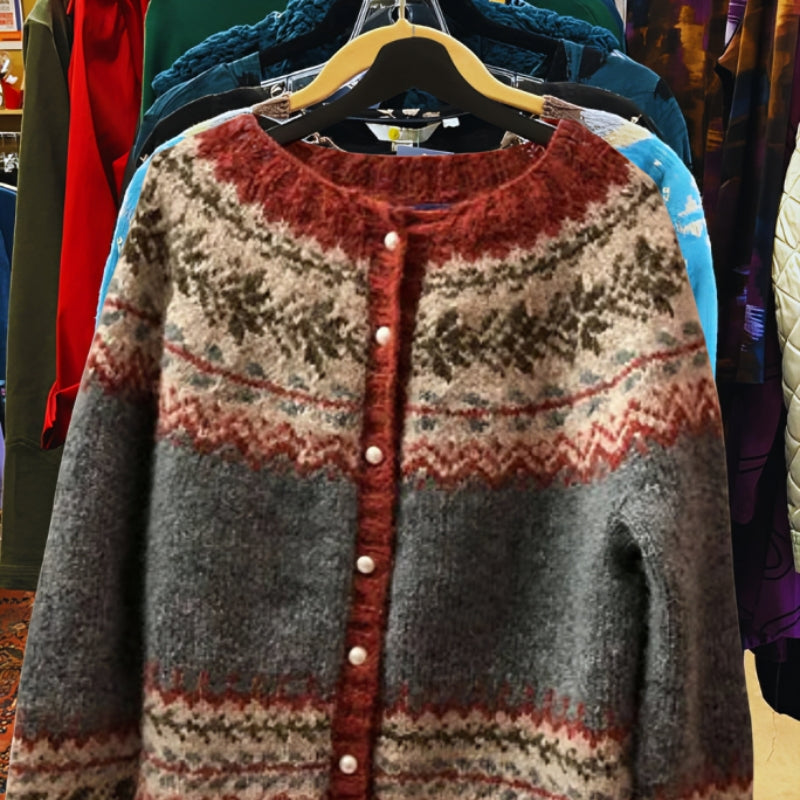 Jasmine – Vest met Lange Mouwen Ronde Hals en Knopen aan de Voorkant
