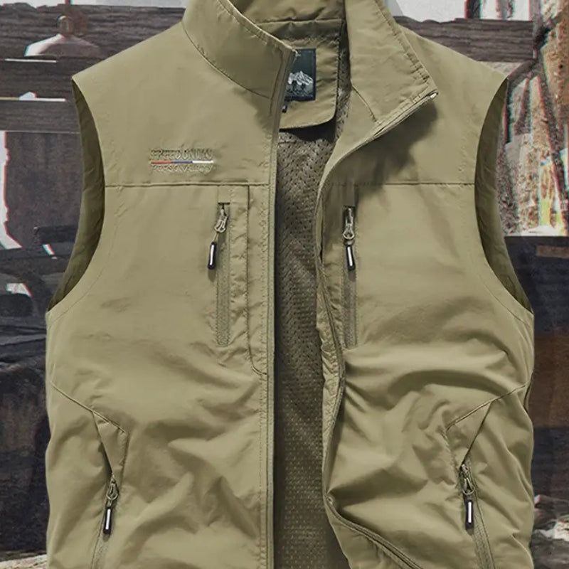 Dennis – Mouwloos Vest met Meerdere Zakken en Ritsluiting