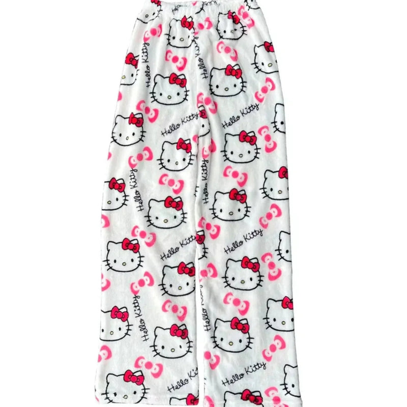 Grace - Speelse Kattenprint Broek met Relaxte Pasvorm en Elastische Tailleband