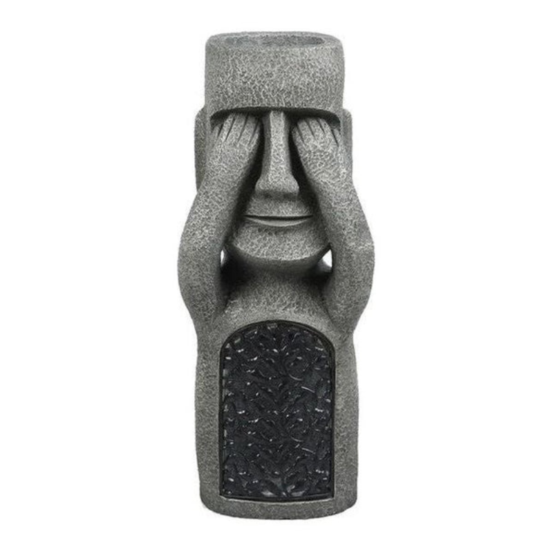 StoneMuse – Abstracte Gezicht Bloempot met Zonne-LED