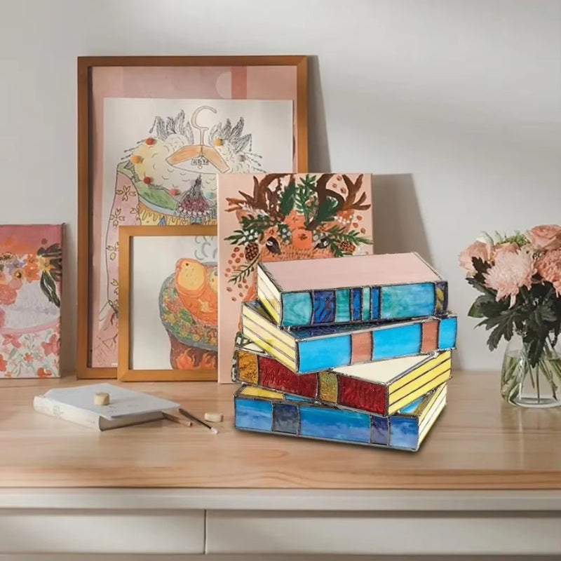 LumaStack – Moderne Decoratieve Boekvormige Tafellamp met Meerkleurige Mozaïek