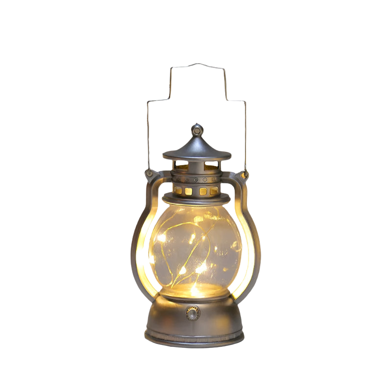 GlowNest – Retro ronde lantaarn met LED kaarslicht en handvat
