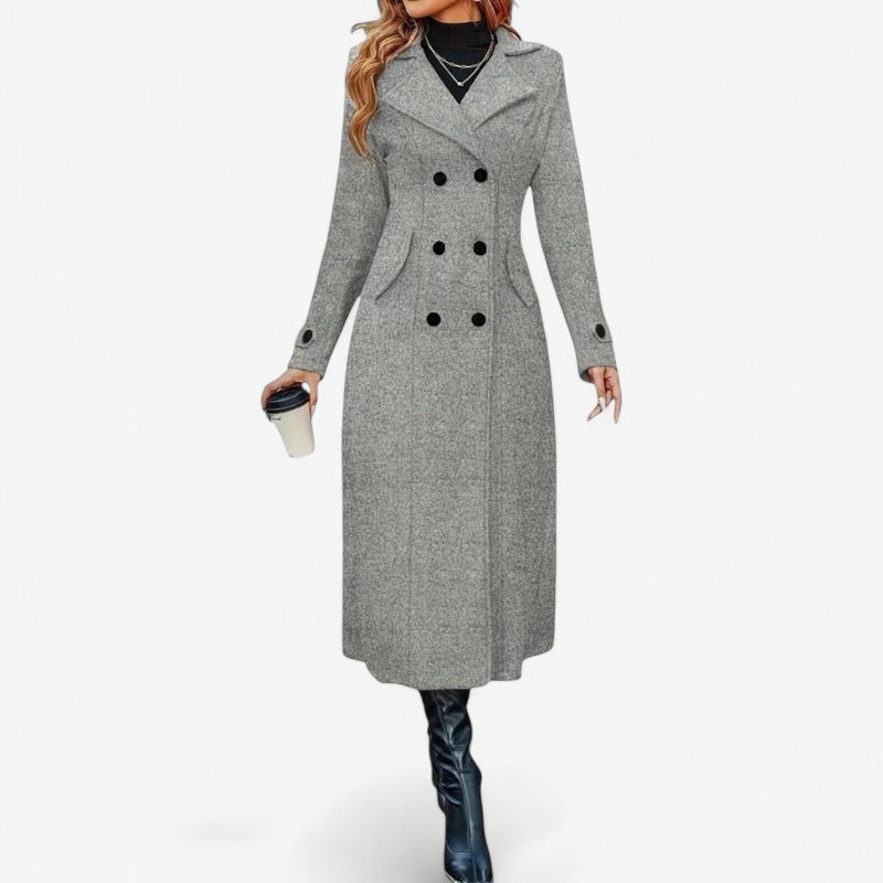 Elara – Dubbelgeknoopte jas met lange mouwen