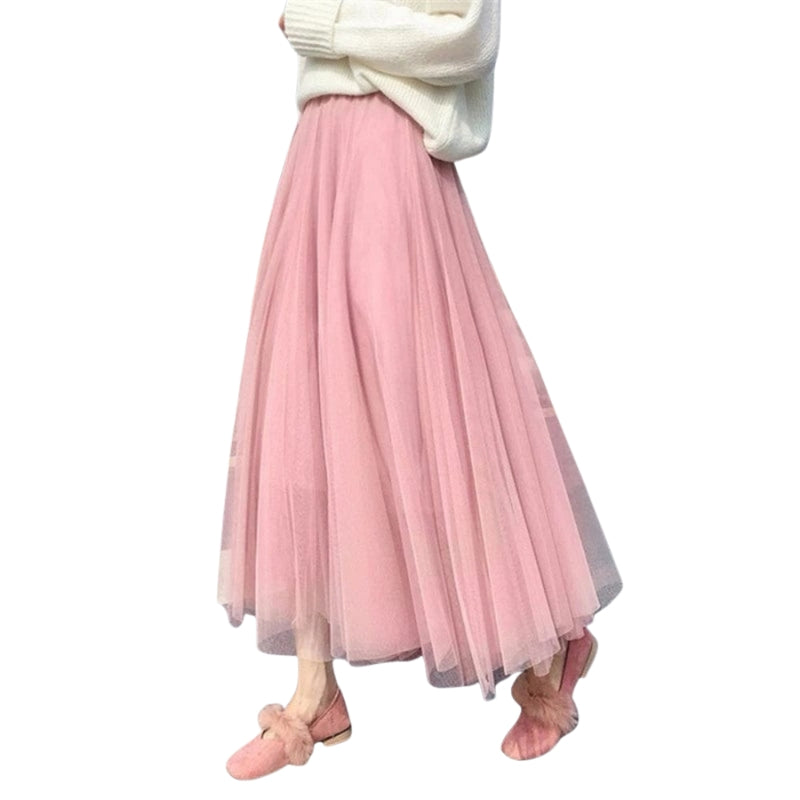Elara - Mid Calf Rok met Hoge Taille en A Lijn Silhouet