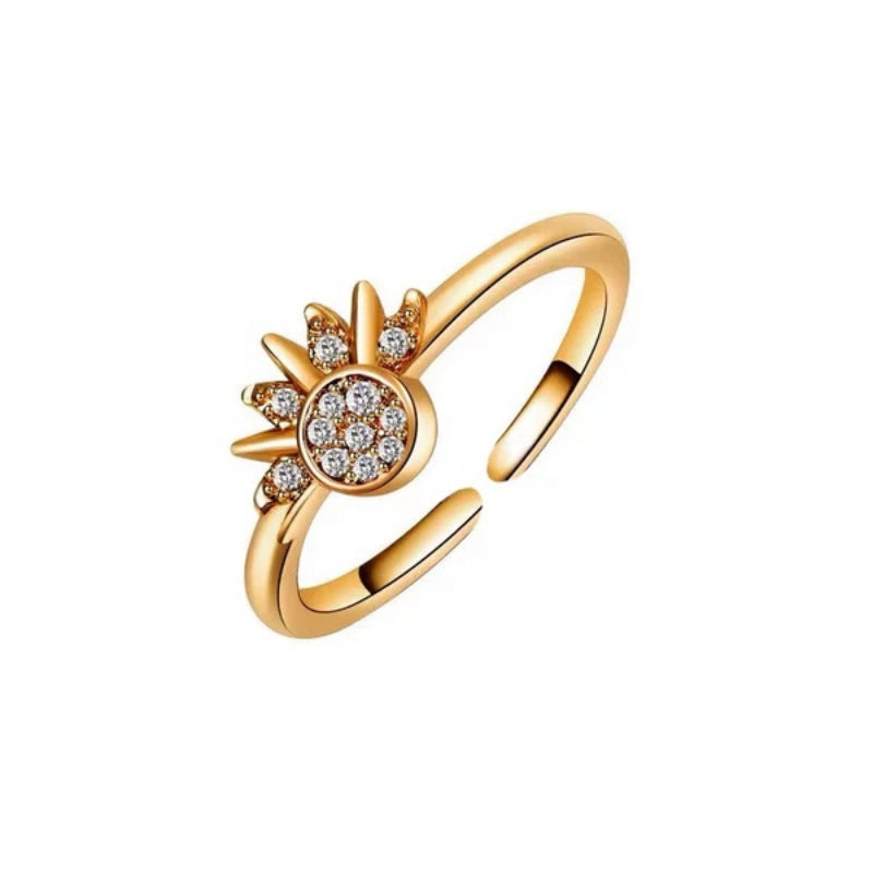 Jasmin – Verstelbare Metalen Set Couple Ringen met Zon- en Maankristal