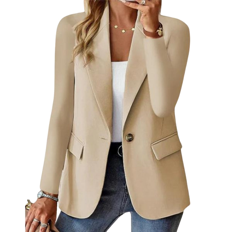 Shirley – Moderne Enkele Knop Blazer met Functionele Zakjes