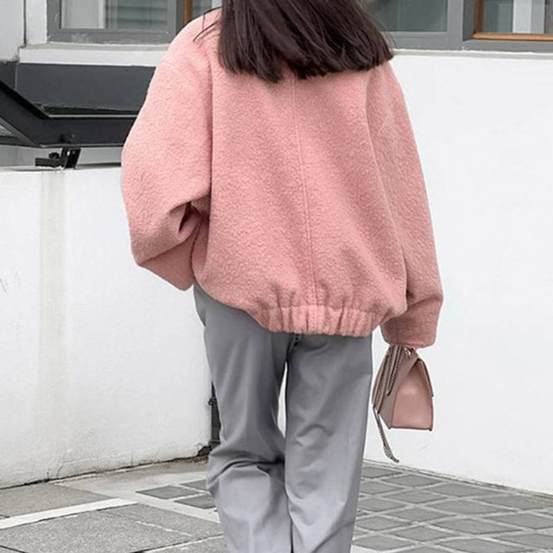 Ruby - Lange Mouw Jas met Opstaande Kraag en Zijzakken