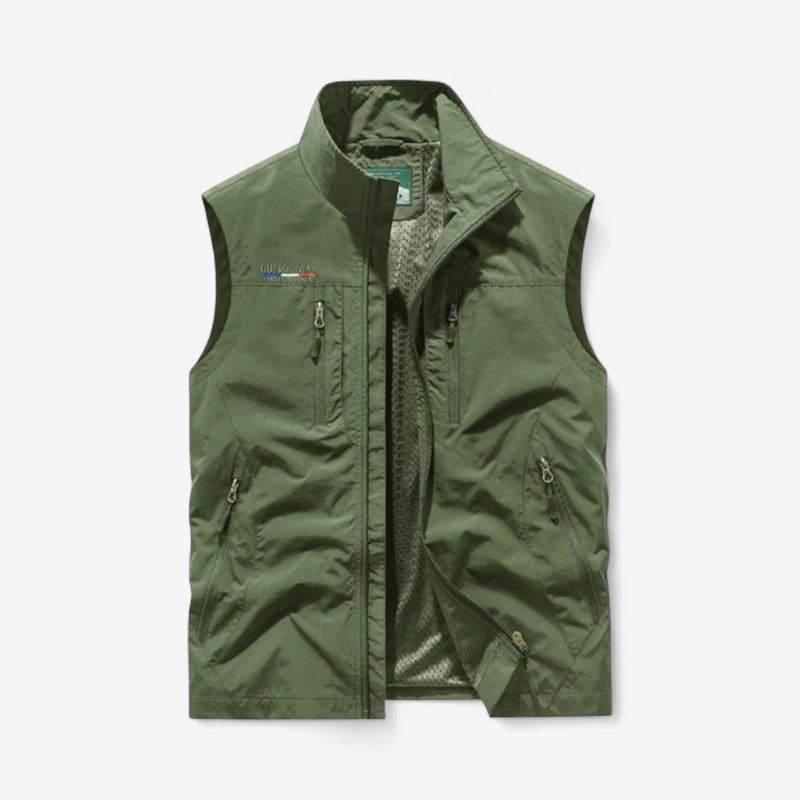 Dennis – Mouwloos Vest met Meerdere Zakken en Ritsluiting