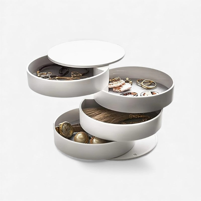 JewelSpin – Ronde Sieradendoos met Draaibaar en Gelaagd Ontwerp