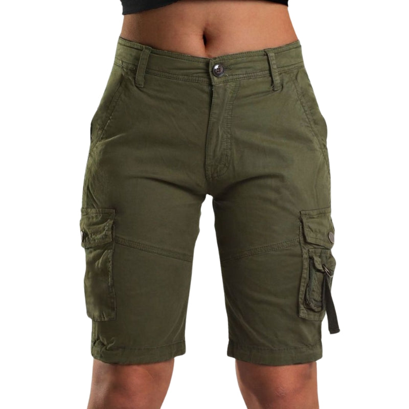 Lena – Dames Flex Cargo Shorts met Verstelbare Taille en Opbergzakken