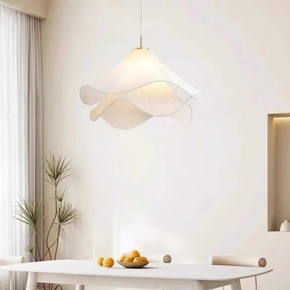 LumiWave – Textiele Plafondlamp met Gelaagde Golvende Kap