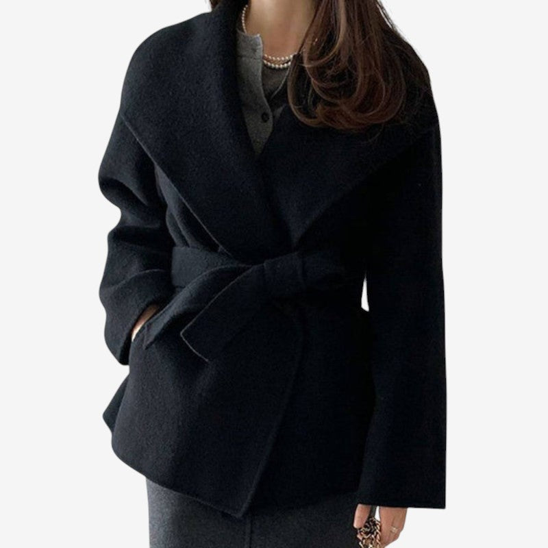 Kathryn - Lange Mouw Omkeerbare Jas met Tailleceintuur en Zijzakken