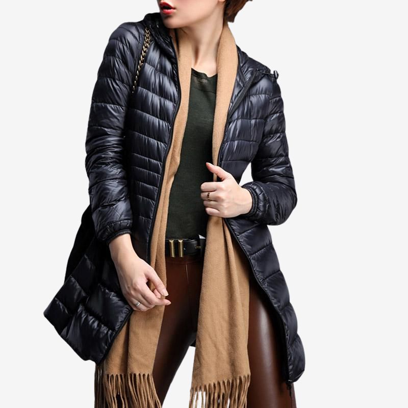 Eleanor – Lange Pufferjas met Verstelbare Capuchon en Ritssluiting