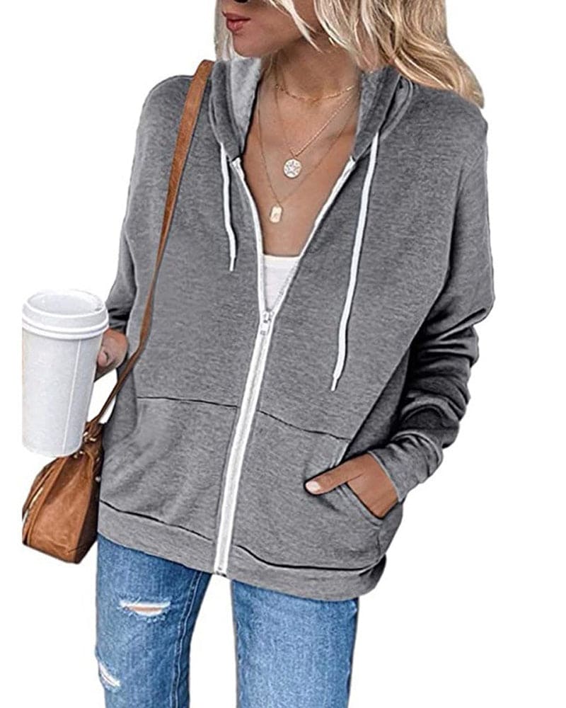Tereza - Lichtgewicht Hoodie met ritssluiting en capuchon met trekkoord