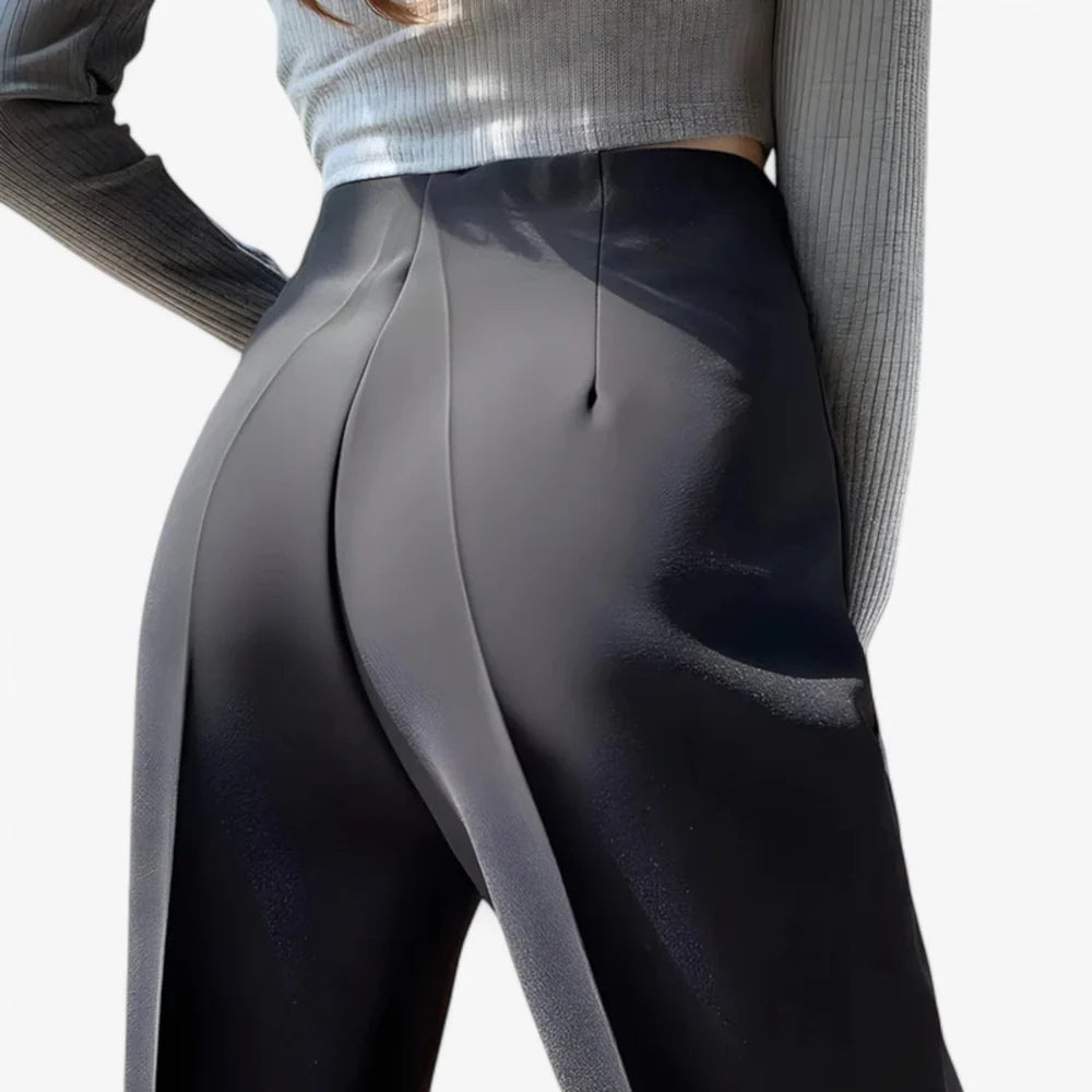 Eva - Elegante pantalon met hoge taille en geplooide voorkant