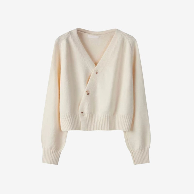 Amelia – Lange Mouw Cardigan met V Hals en Knopen