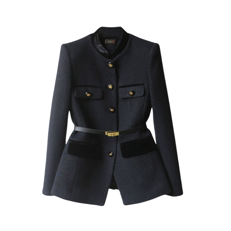 Beatrix - Blazer met Opstaande Kraag en Fluwelen Afwerking