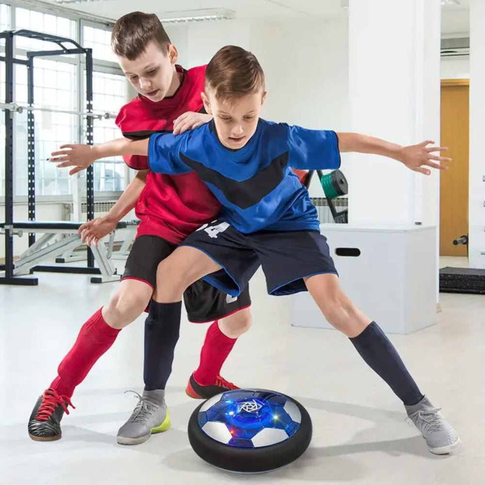 GlideGoal – Indoor zweefvoetbalschijf met glijdende basis en LED verlichting