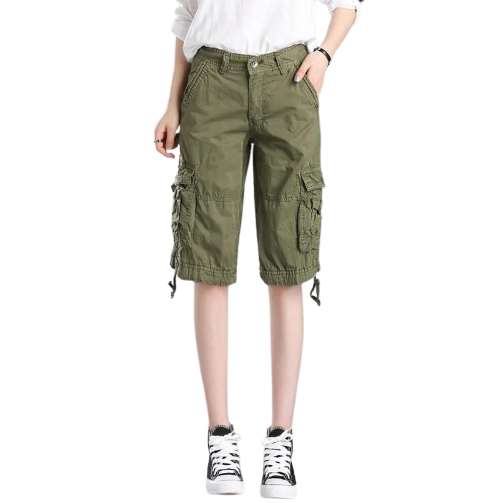 Alayna - Cargoshorts met middelhoge taille, knoopsluiting en functionele zakken