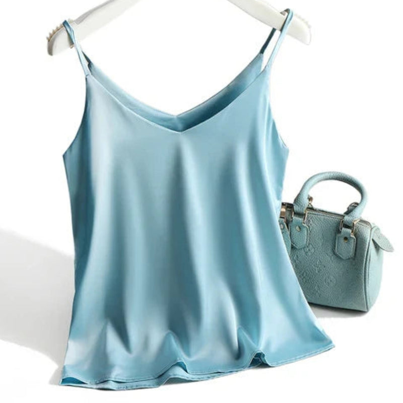 Naya - Elegante losvallende top met V-nek en schouderbandjes