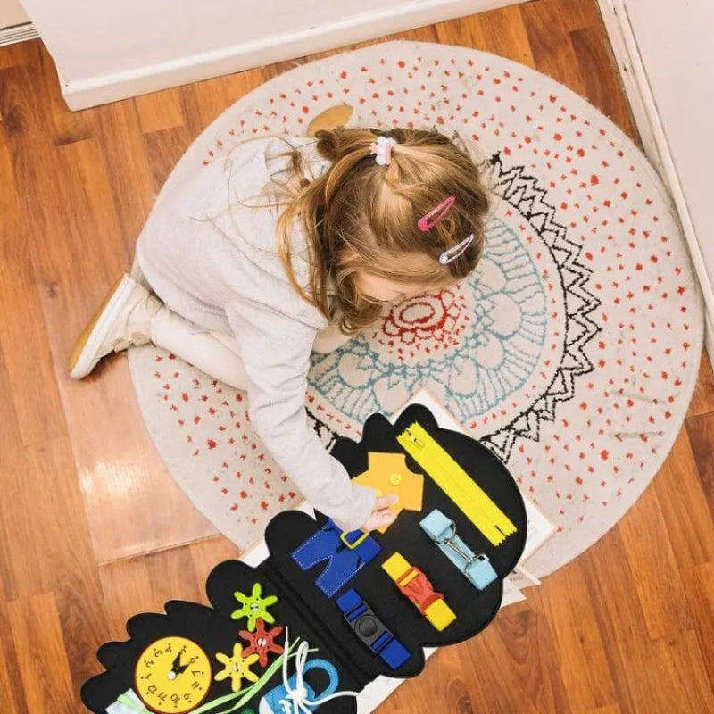 TinkerPlay – Peuterspellen Druk Bord met Dino Viltboek en schuifschakelaars
