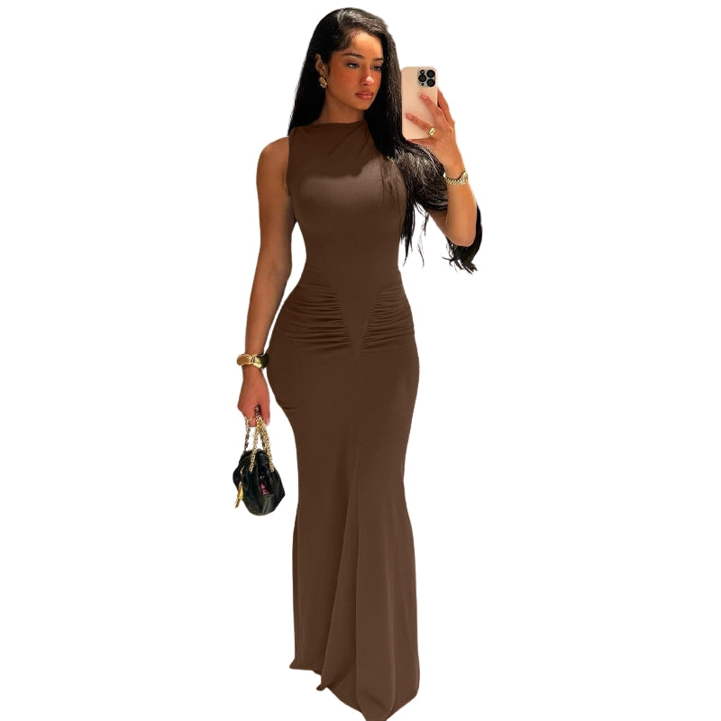 Aisha - Mouwloze Maxi Jurk met Gezamende Taille