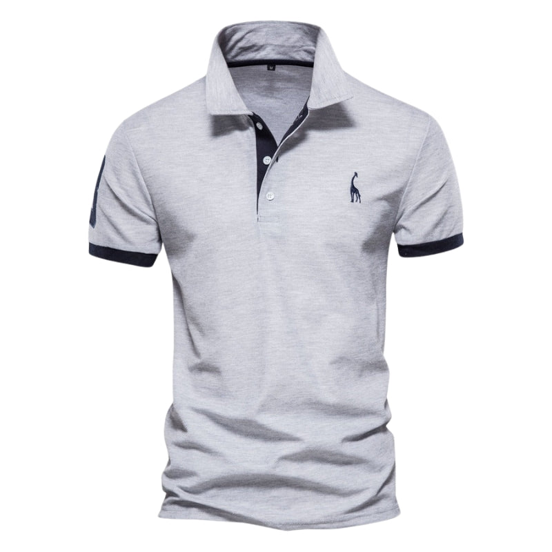 Ethan – Slanke Pasvorm Poloshirt met Knoopkraag en Korte Mouwen