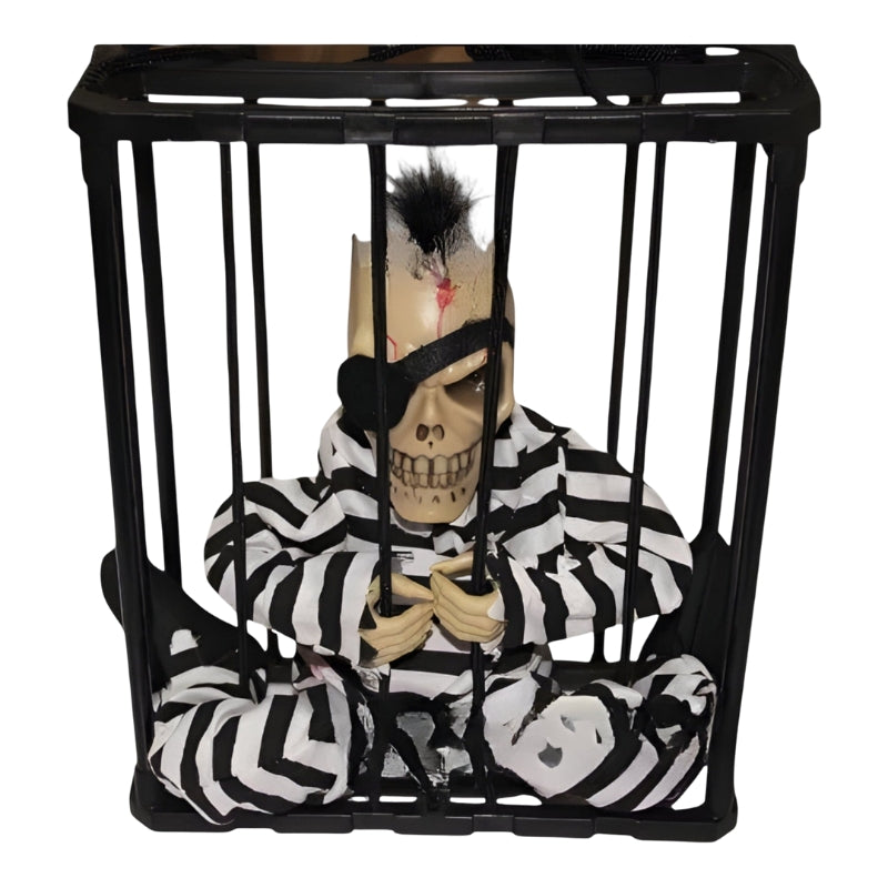 FrightCorp – Pratend animatronisch gevangenisskelet met verlichting en geluid