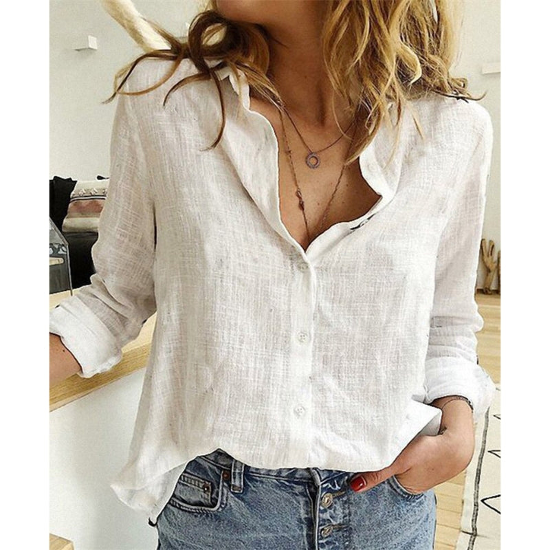 Sarah – Casual blouse met lange mouwen vogelprintdetails en knoopsluiting