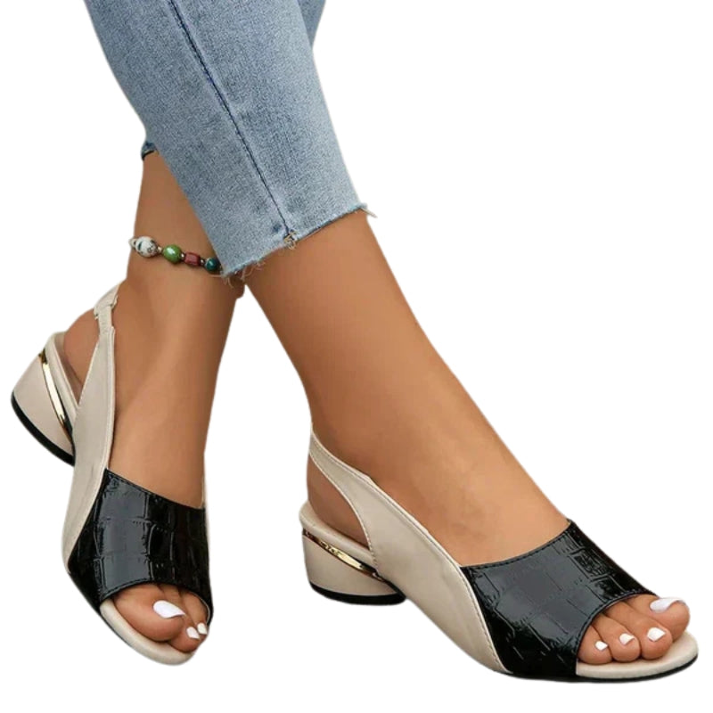 Sophia – Open Teen PU-Sandalen met Lage Blokhak en Gestructureerd Bovenwerk