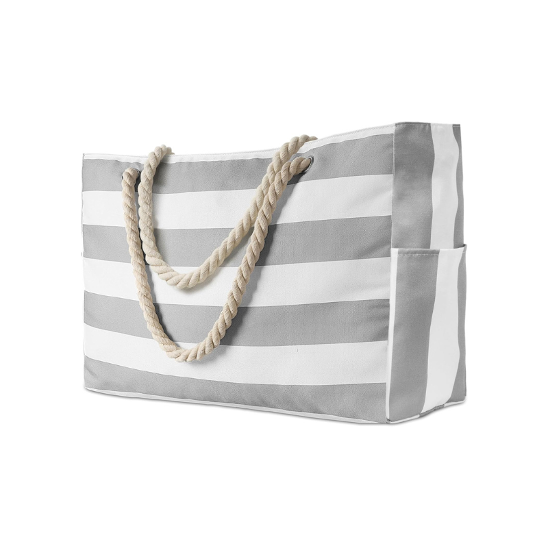 Brenda – Grote waterdichte strandtas met touwhandvatten en rits
