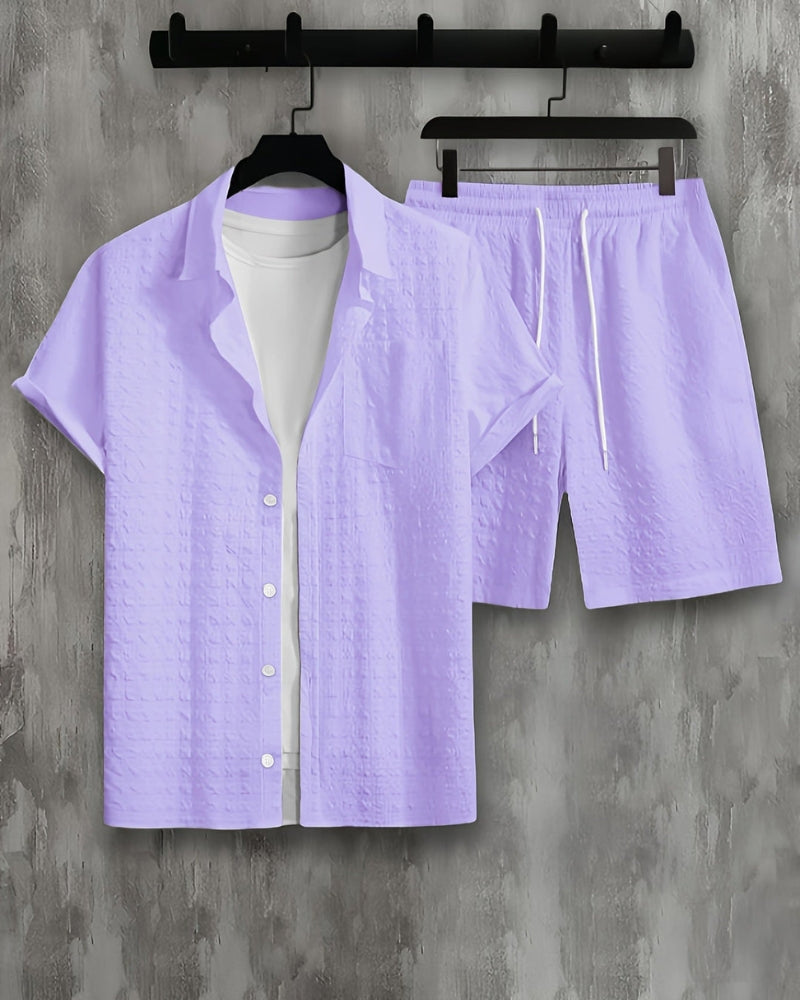 Theo – Stijlvolle tweedelige set met overhemd met korte mouwen en relaxte shorts