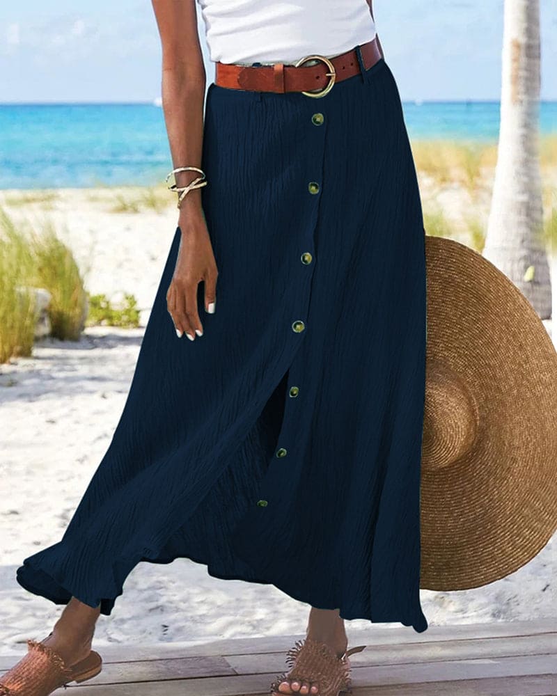 Eliana - Klassieke maxi-rok met knopen voor een tijdloze stijl