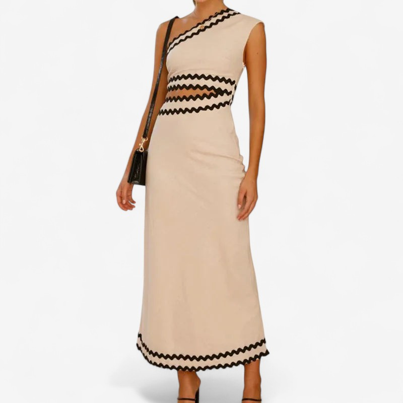 Sophia – Casual Gebreide Midi Jurk met Taille Detail