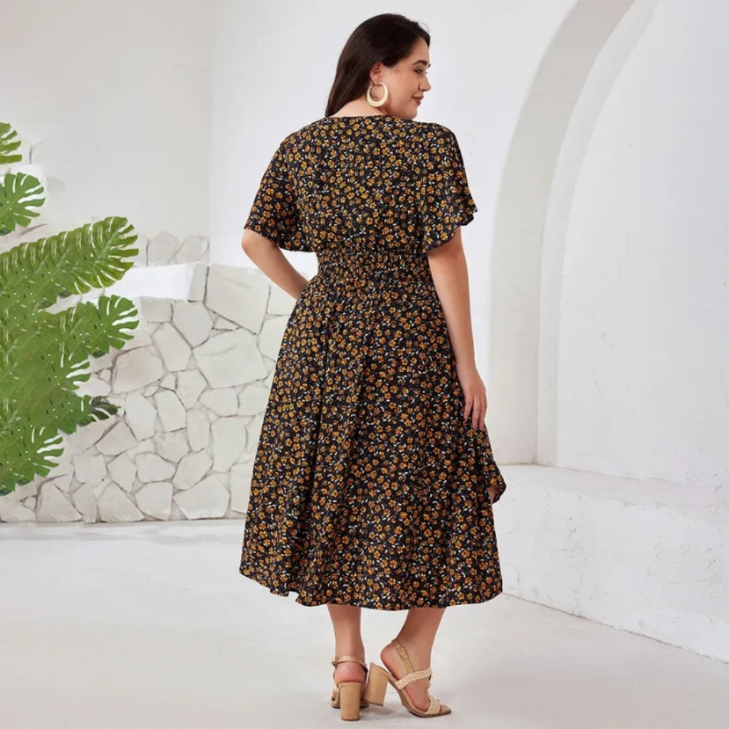 Margriet - Plus Size Maxi Jurk met Floral Print en Zakken