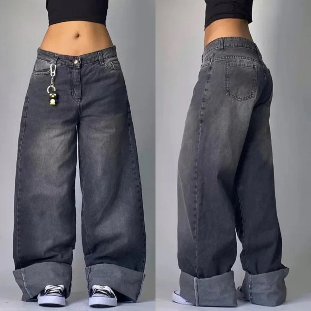 Amara – Elegante losse broek met functionele zakken en hoge tailleband
