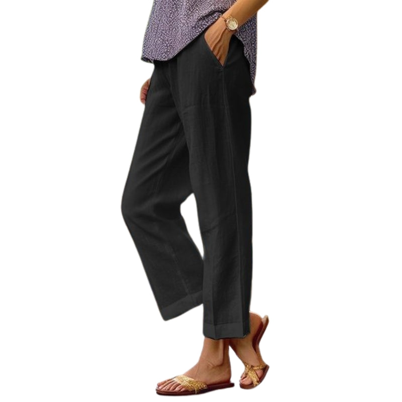Azaria - Rechte hoge taille broek met functionele zakken