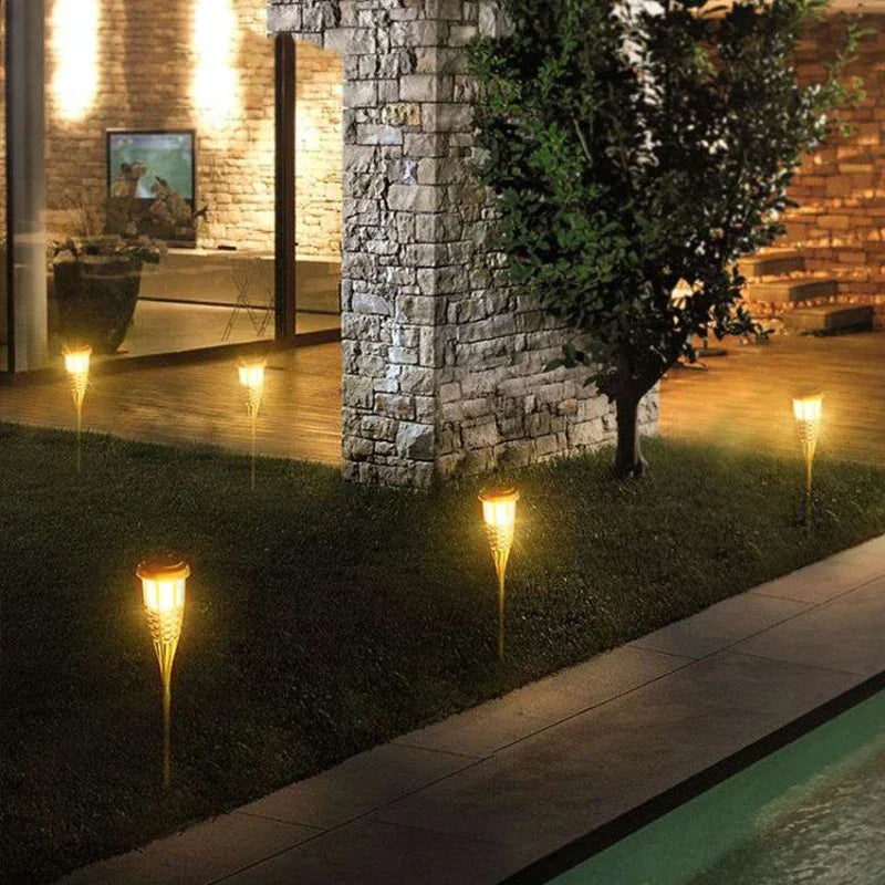SunFlare – Set van 5 Zonnelampen in Fakkelstijl met Vlam-Effect LED en Weerbestendig Ontwerp