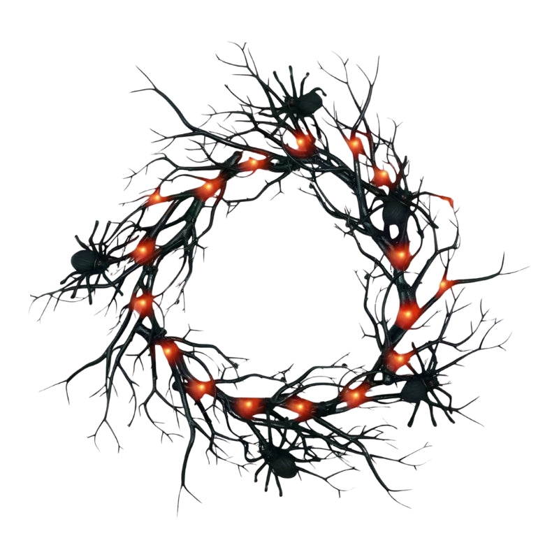 SpiderSpook – LED Halloweenkrans met vampier en spin voor deuren en ramen