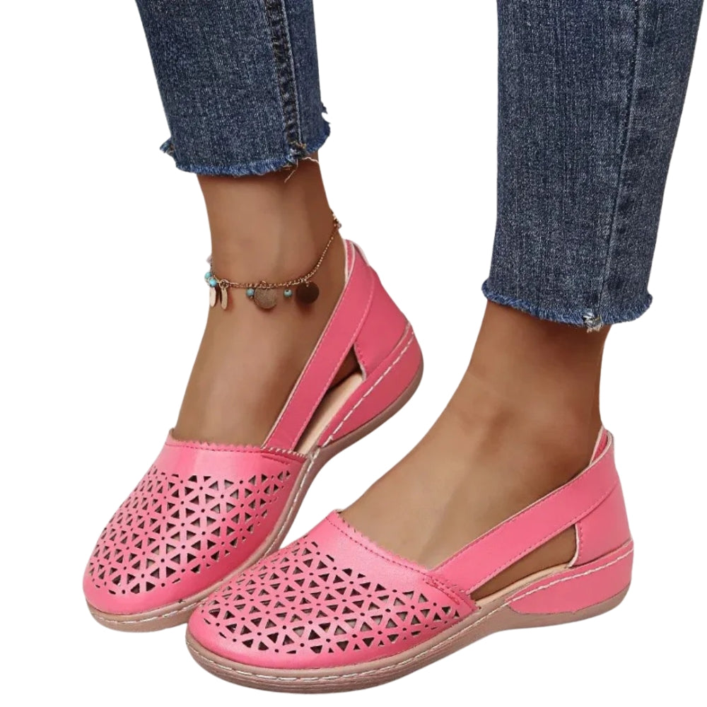 Kylie - Wedge Schoenen met Cut Out Ontwerp en Ronde Teen