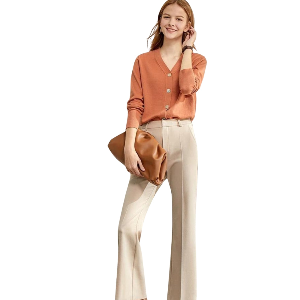 Stephanie - V hals cardigan met lange mouwen en knoopsluiting