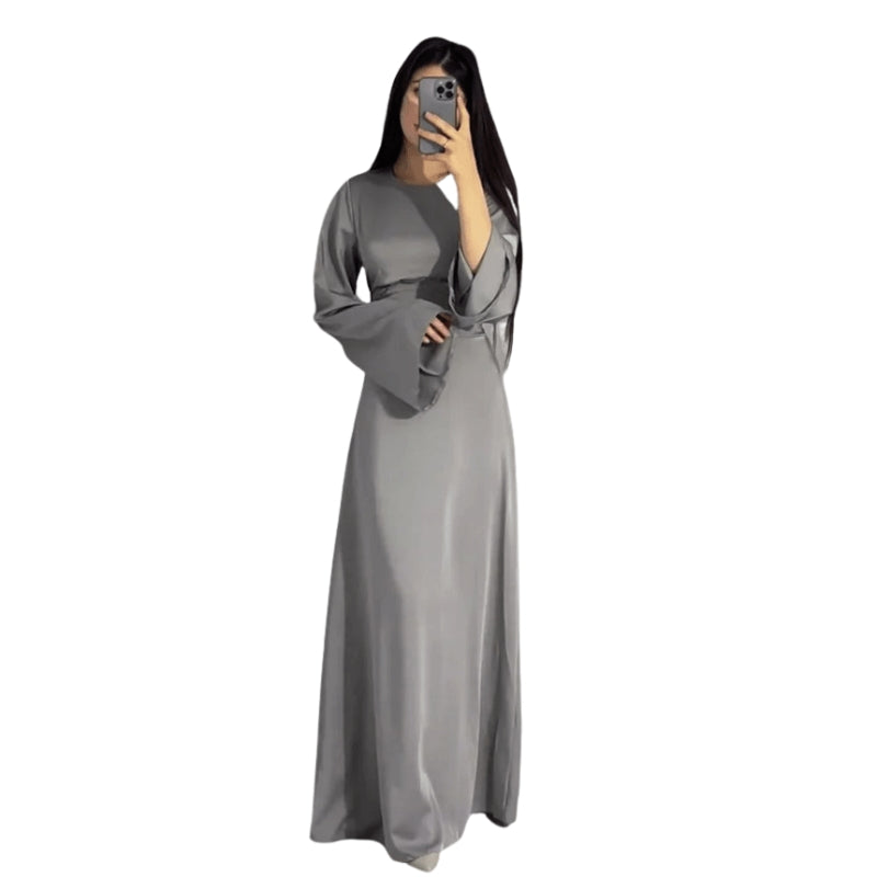 Emily – Moderne Maxi Jurk met Lange Mouwen en Ronde Hals