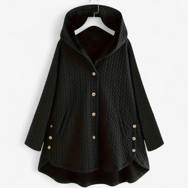 Arlena – Gewatteerde jas met capuchon en knoopsluiting