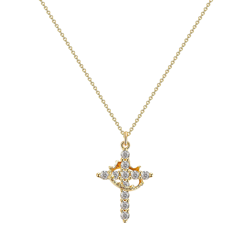 Sophia – Hangerketting met Kroon- en Kruismotief en Verstelbare Sluiting