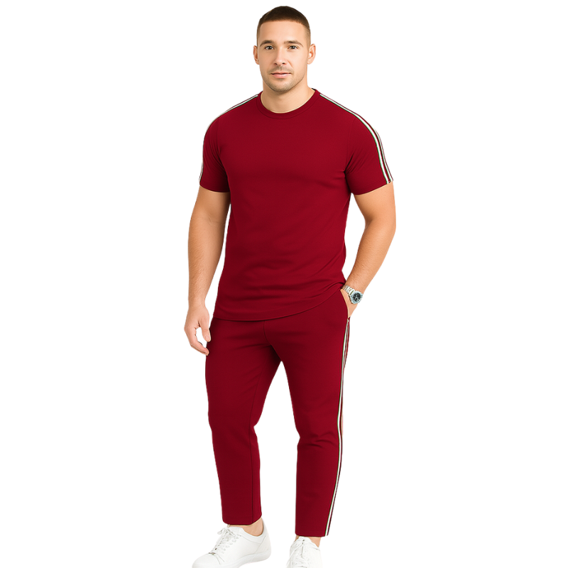 Steven – Losvallende 2-delige Set met T-shirt en Broek met Zijstreep en Zakken