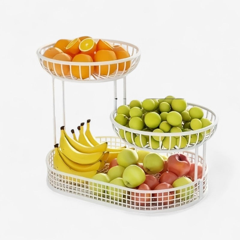 FruitHaven - 3 Laags Fruitmand met Geventileerd Ontwerp en Sterke Steunen