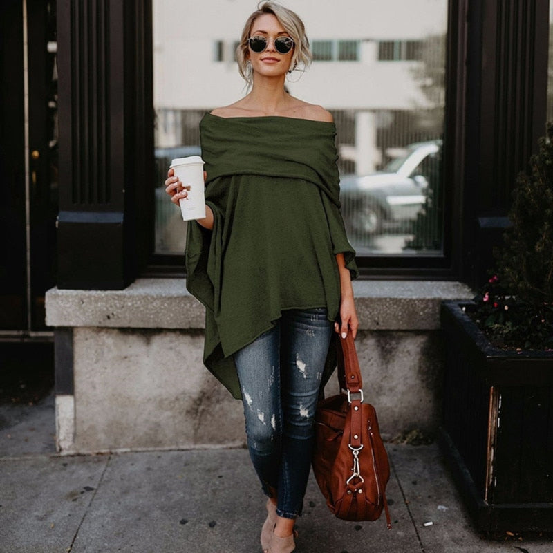 Chloe – Stijlvolle off-shoulder top met lange mouwen en relaxte pasvorm