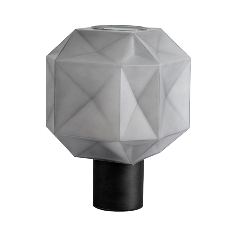 GlassGlow – Cubo Tafellamp met Rookgrijze Glazen Kap